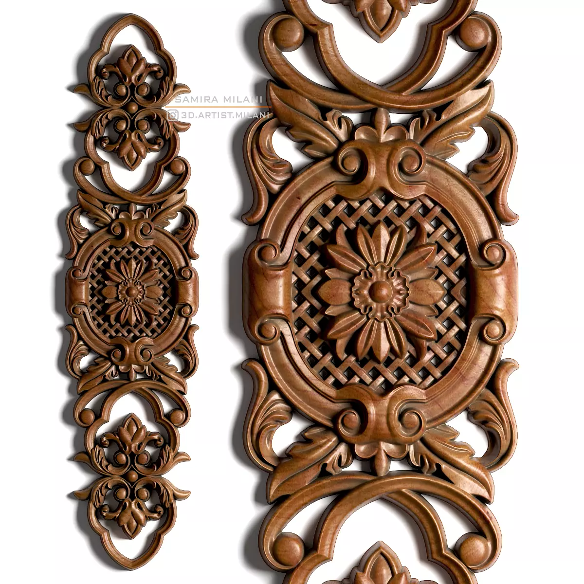 Carved decor vertical 14 3D model