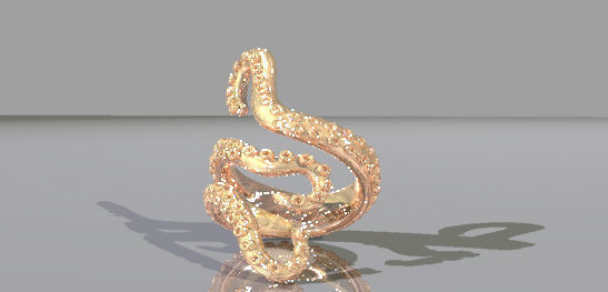octopus gold ring with snake 3D print model