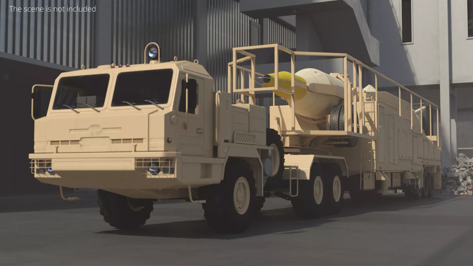 Sejjil Ballistic Missile with BAZ 64022 Hauler Rig for Cinema 4D 3D model
