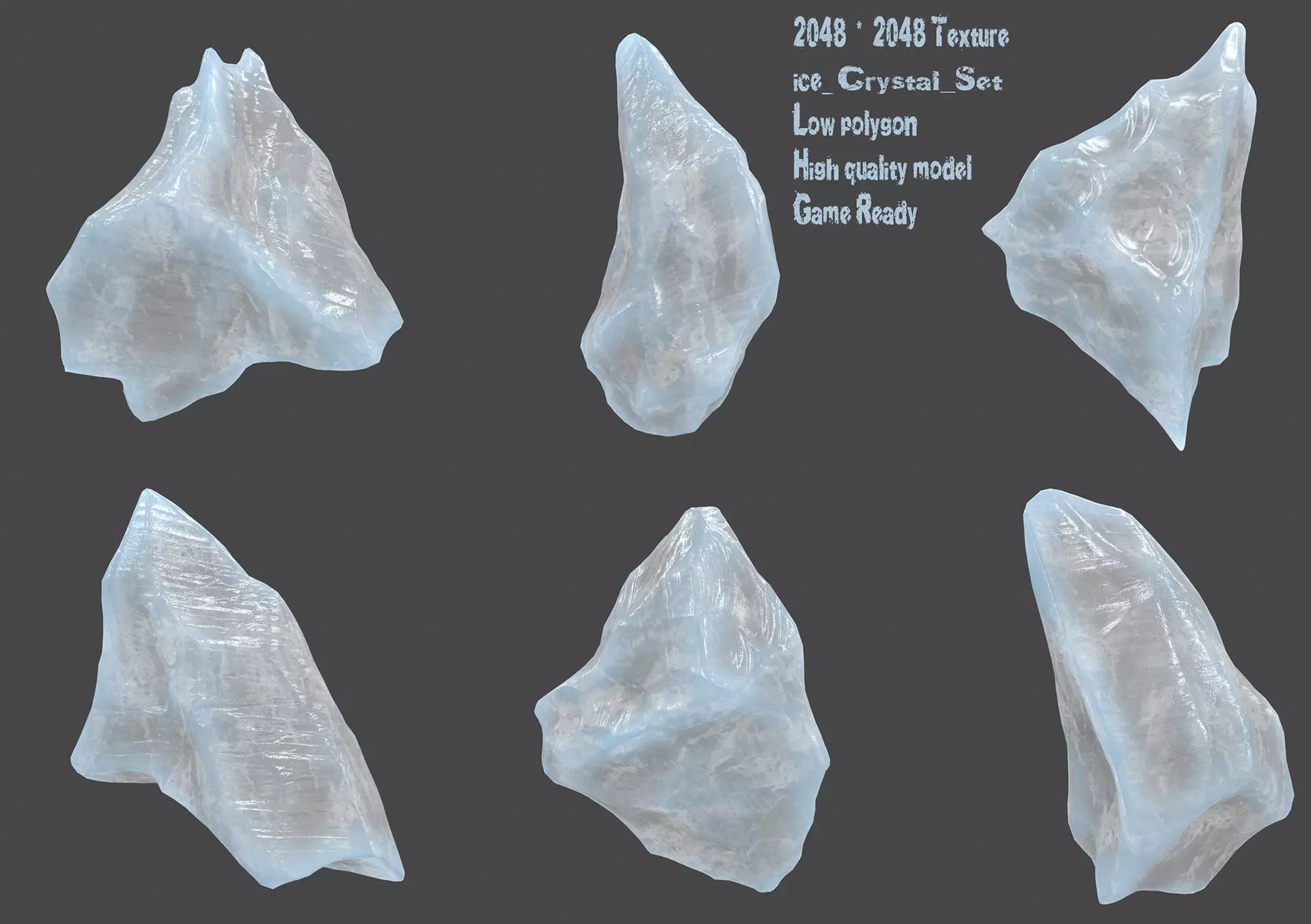 ice crystal set Low-poly 3D model