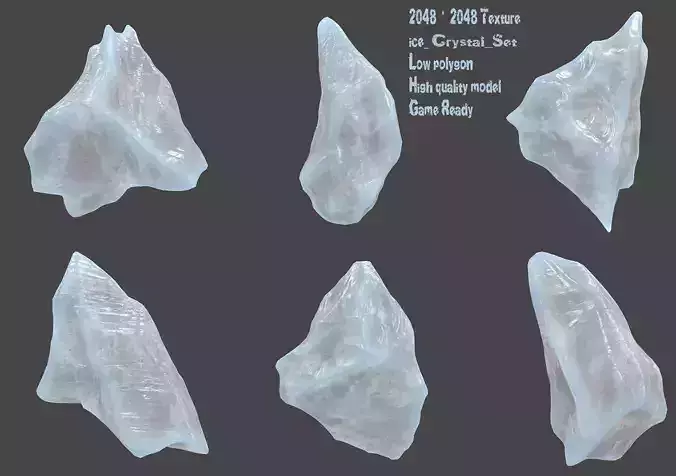 ice crystal set Low-poly 3D model