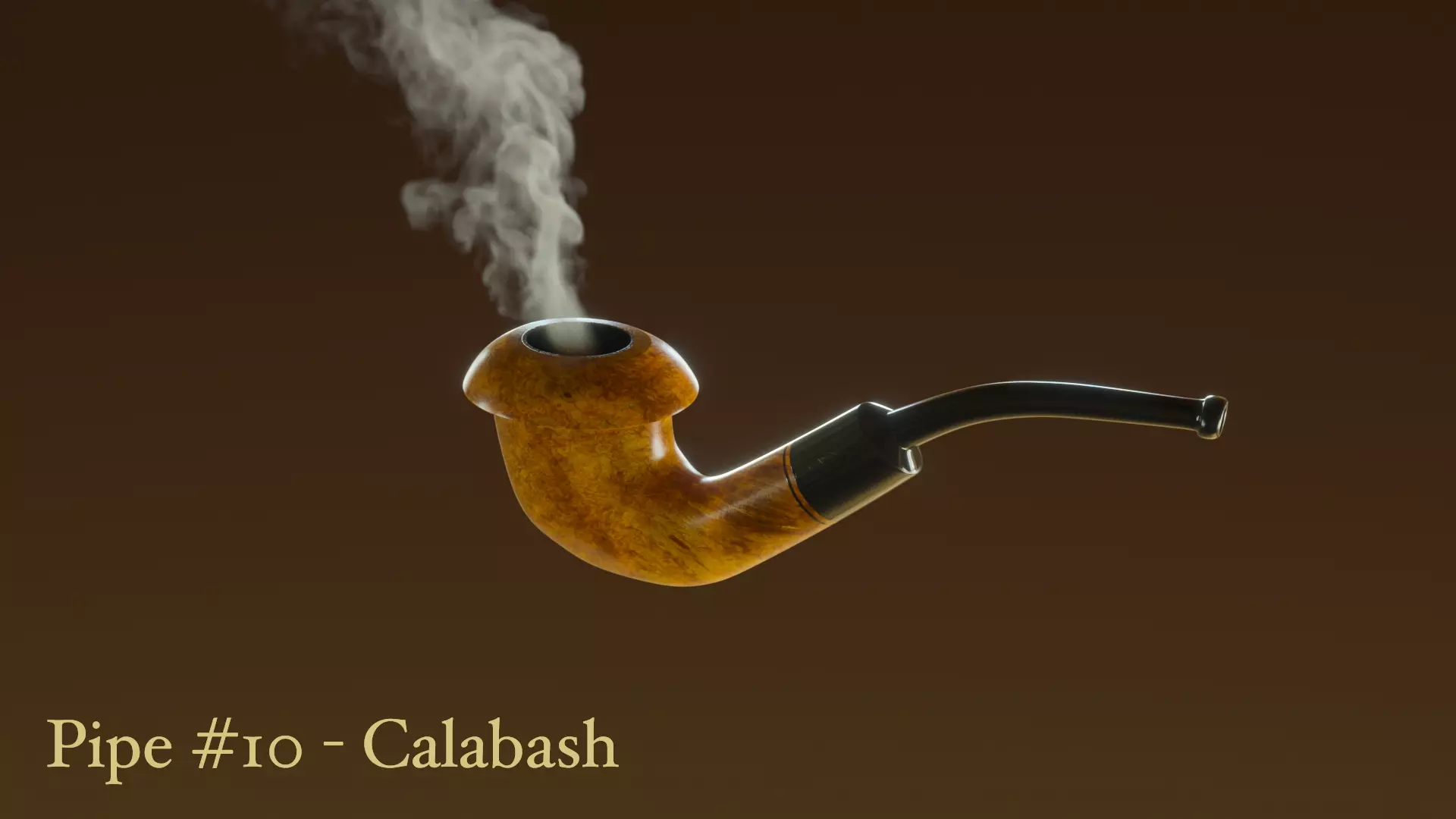 Tobacco Pipe 10 - Calabash - With Animated VDB Smoke Low-poly 3D model