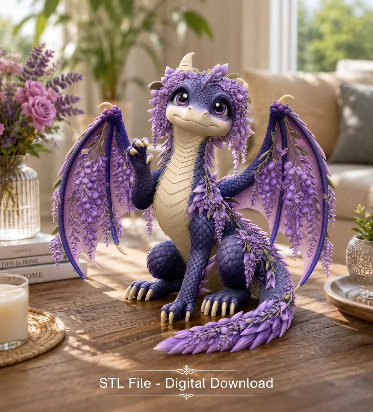 Wisteria Blossom Dragon STL File for 3D Print 3D print model