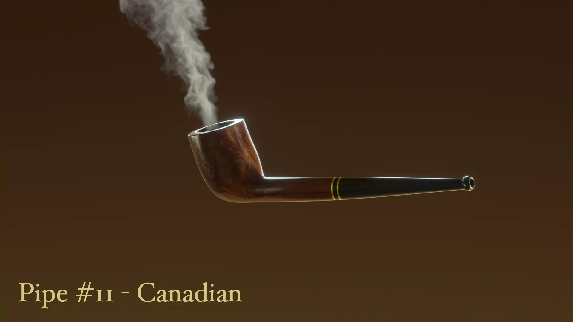 Tobacco Pipe 11 - Canadian - With Animated VDB Smoke Low-poly 3D model