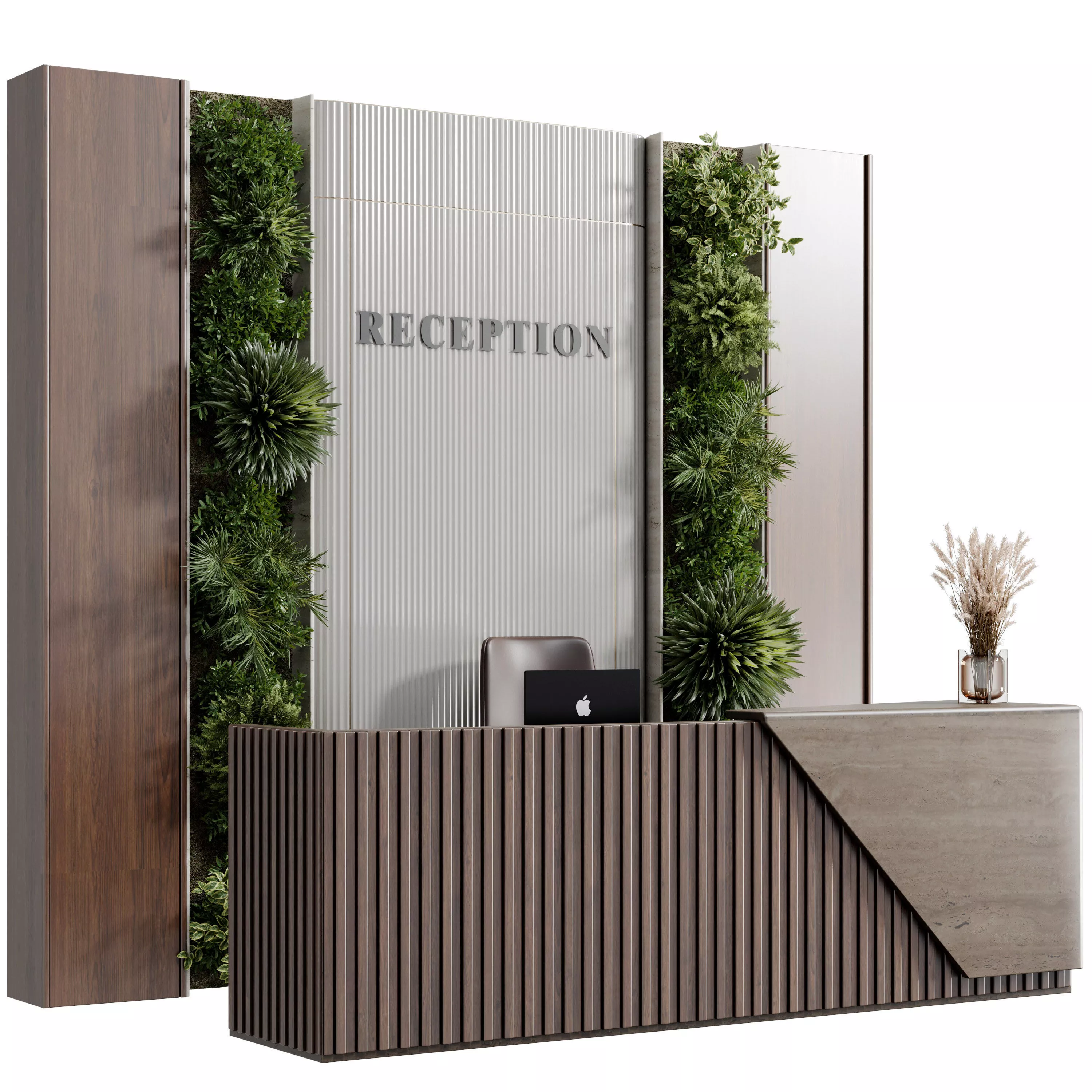 Reception Desk and Vertical wall Garden - office furniture 3D model
