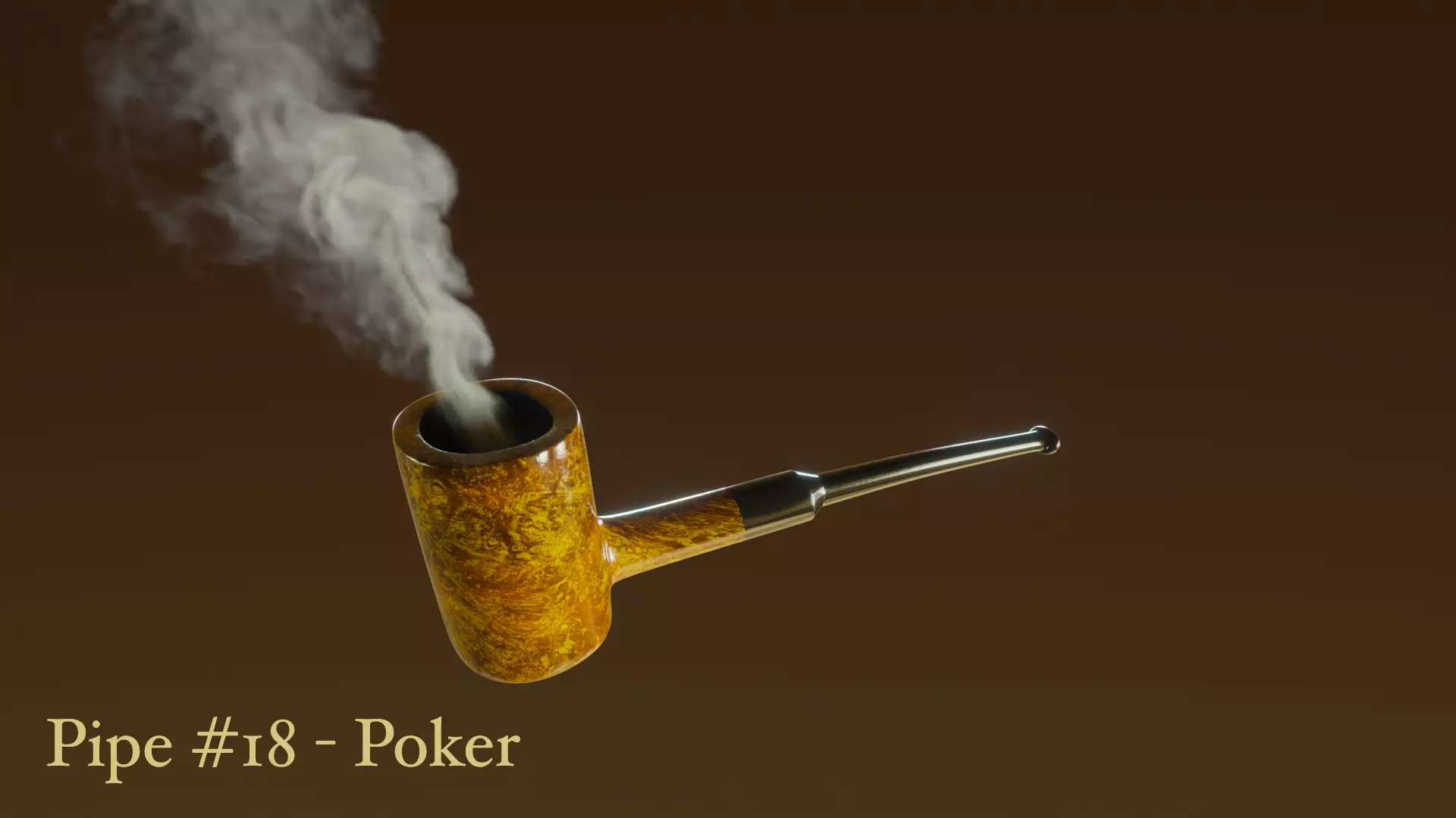 Tobacco Pipe 18 - Poker - With Animated VDB Smoke Low-poly 3D model