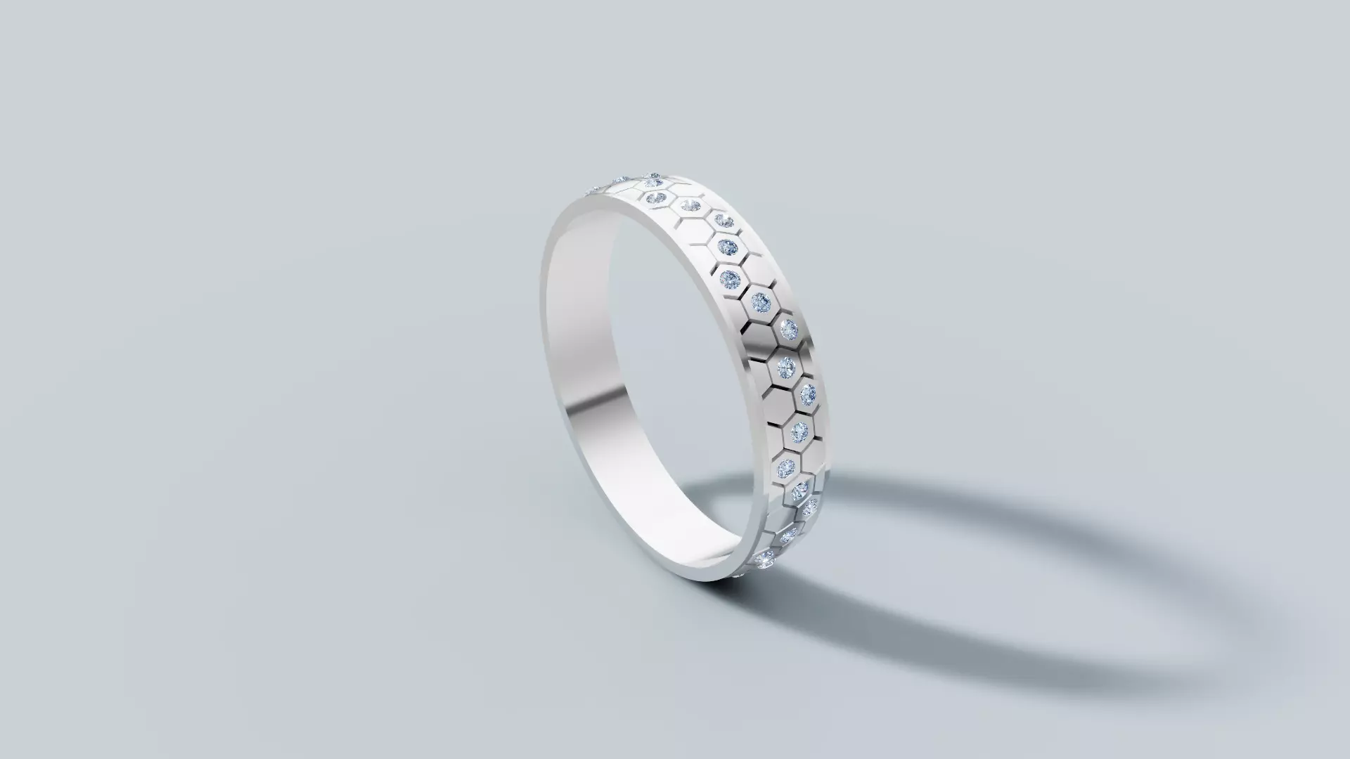 Modern Hexagon Eternity Ring with Stones - Design for 3D 3D print model