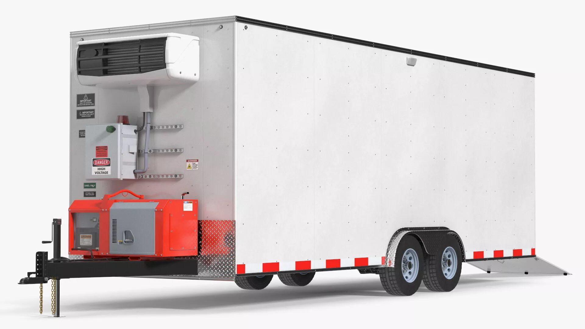 Emergency Mortuary Storage Trailer with Interior Rigged for Maya 3D model