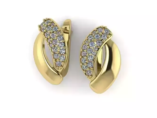 Earrings pair of gold with diamonds