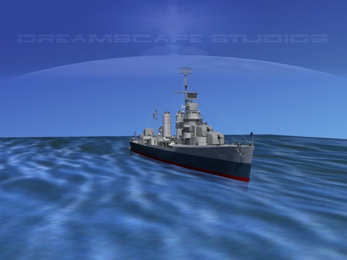 Gleaves Class Destroyer USS Bristol DD453 3D model_12