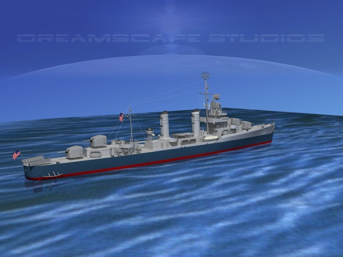 Gleaves Class Destroyer USS Bristol DD453 3D model_16