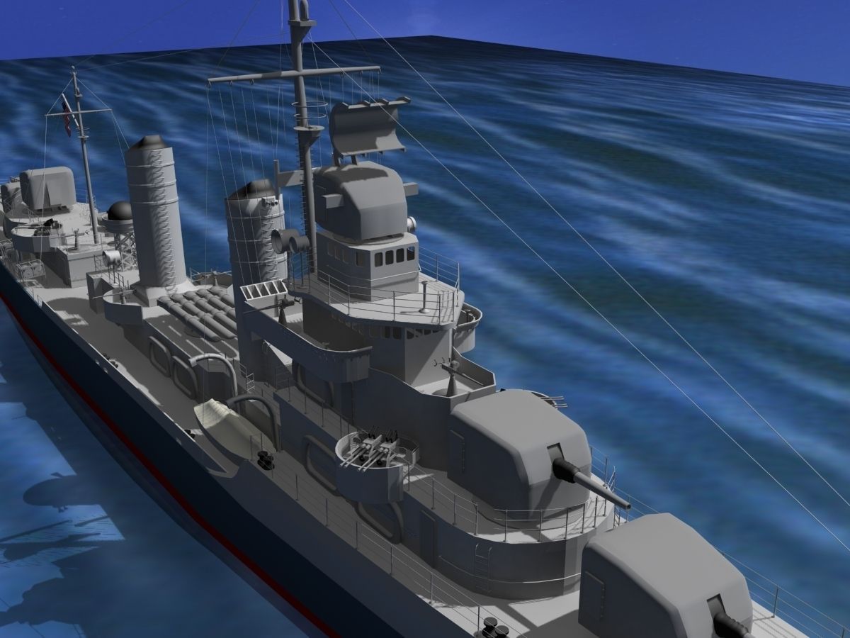 Gleaves Class Destroyer USS Bristol DD453 3D model_9