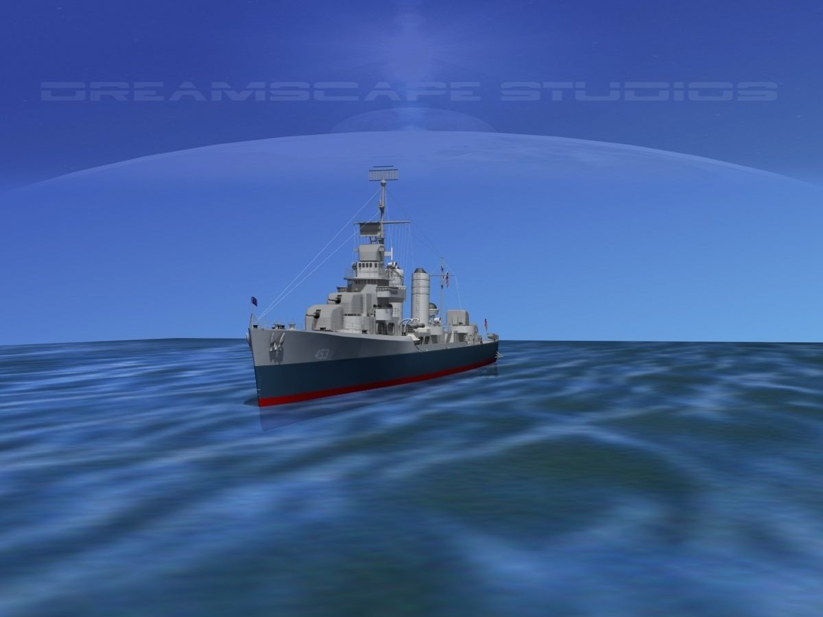 Gleaves Class Destroyer USS Bristol DD453 3D model_6