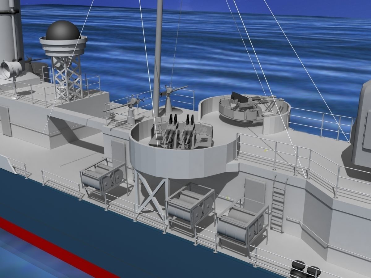 Gleaves Class Destroyer USS Bristol DD453 3D model_4