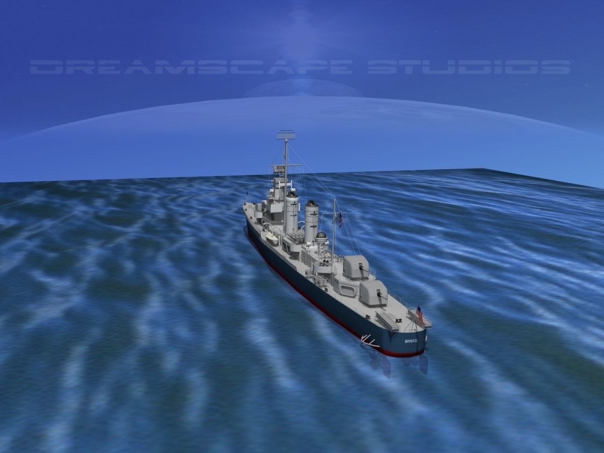 Gleaves Class Destroyer USS Bristol DD453 3D model_13