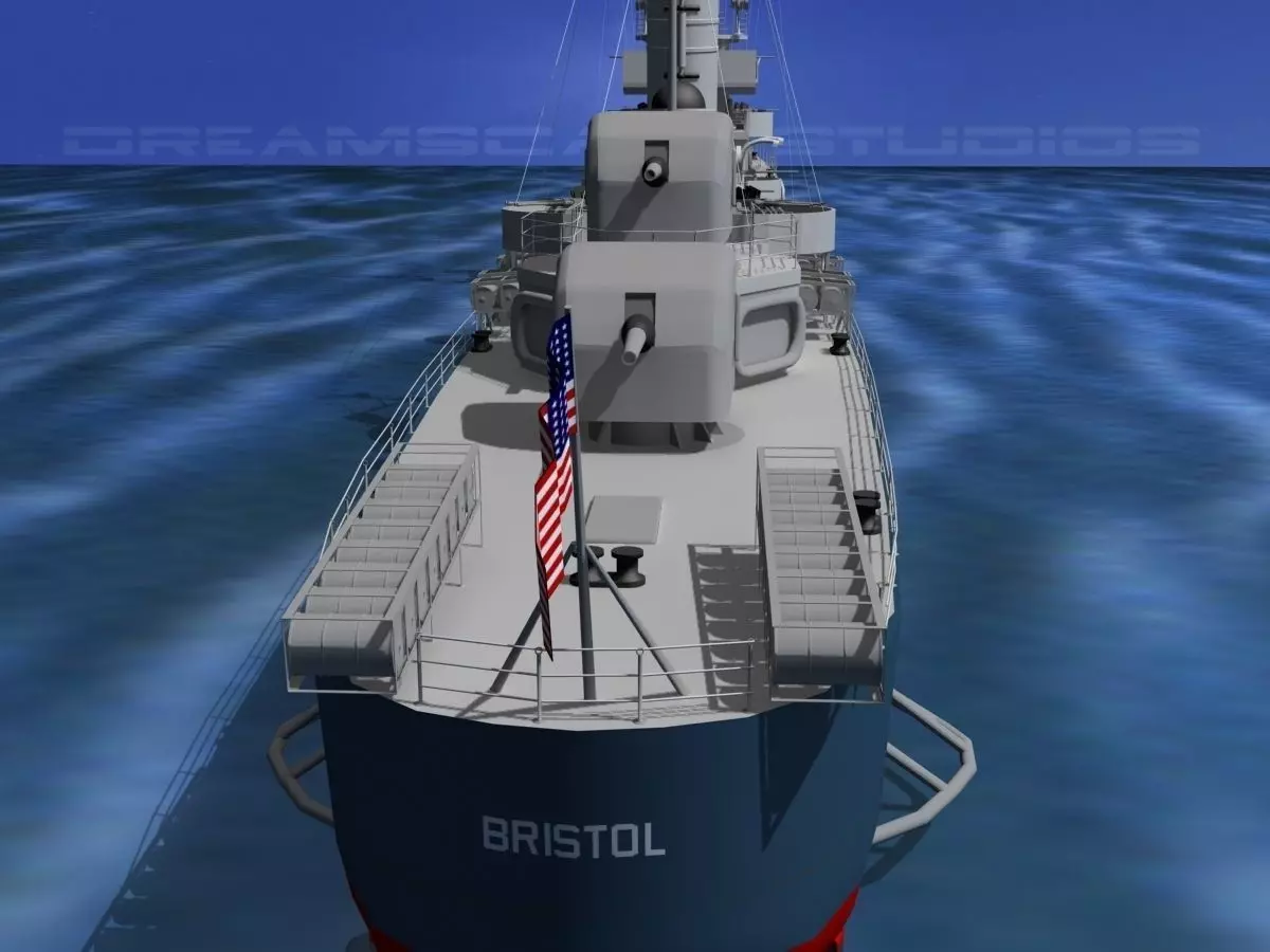 Gleaves Class Destroyer USS Bristol DD453 3D model_0