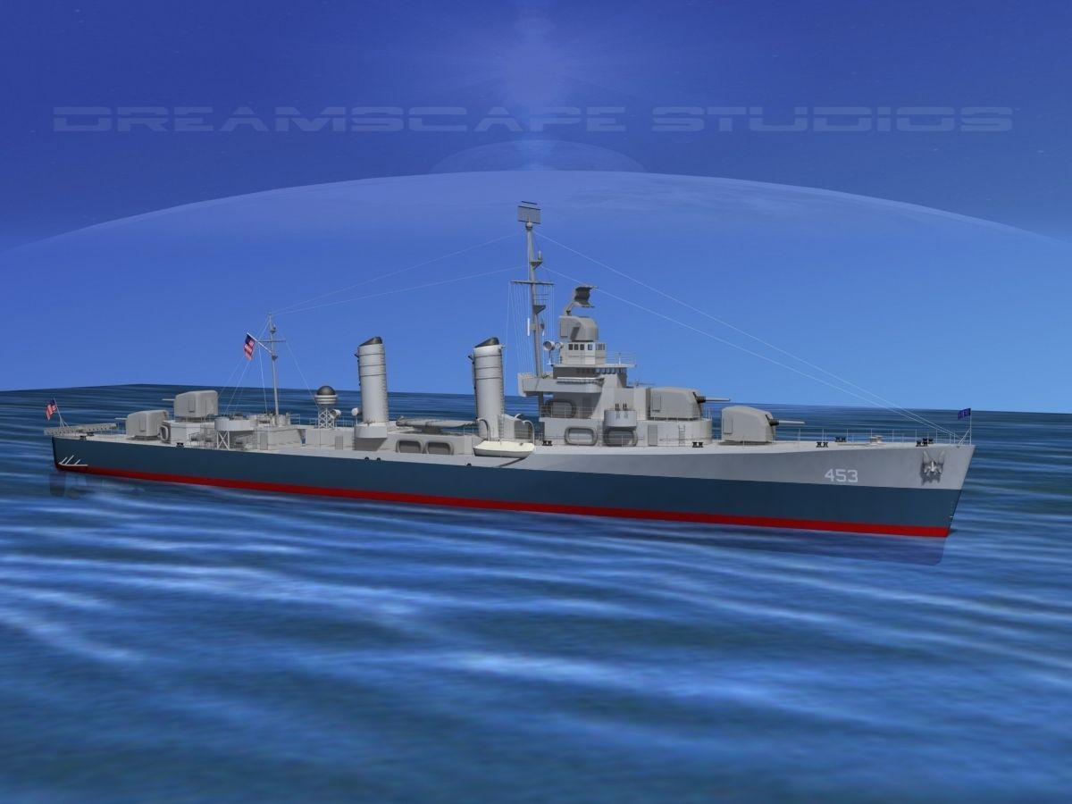 Gleaves Class Destroyer USS Bristol DD453 3D model_10