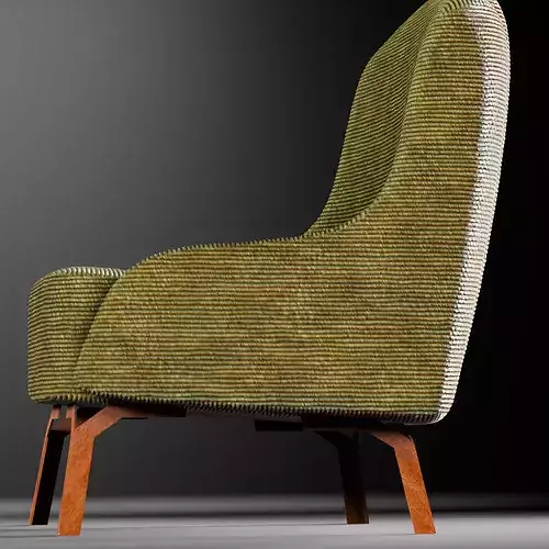 Elm Chair Low-poly 3D model 4