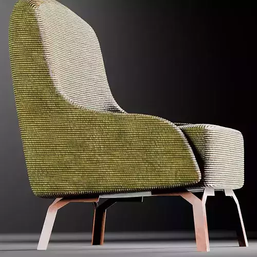 Elm Chair Low-poly 3D model 2