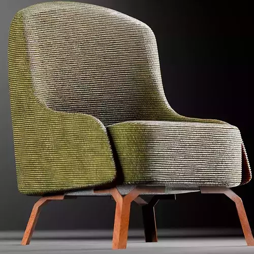Elm Chair Low-poly 3D model