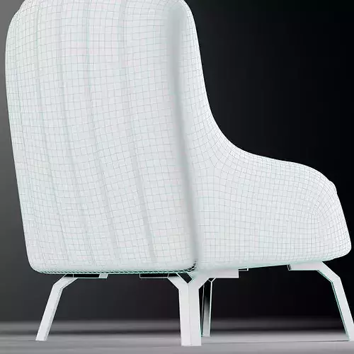 Elm Chair Low-poly 3D model 6