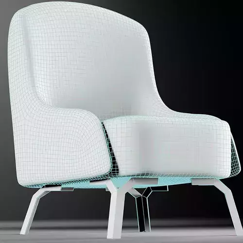 Elm Chair Low-poly 3D model 5
