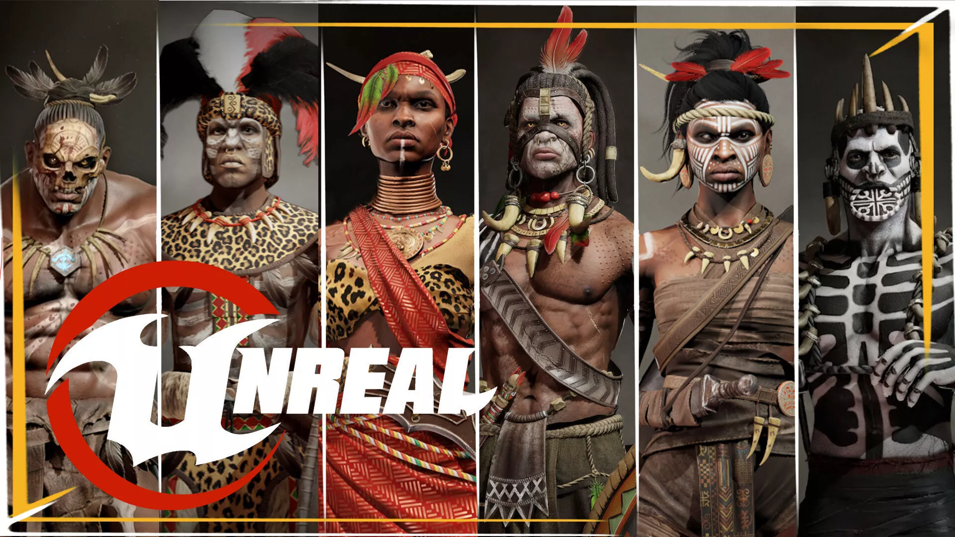 African Tribal Warriors Pack 6 in 1 Low-poly 3D model