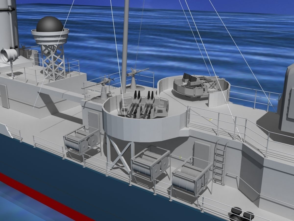 Gleaves Class Destroyer USS Doyle DD494 3D model_8