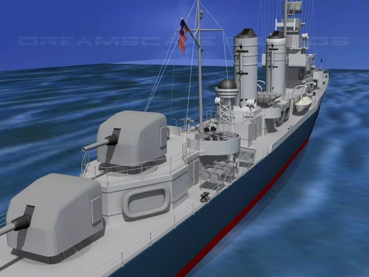 Gleaves Class Destroyer USS Doyle DD494 3D model_0