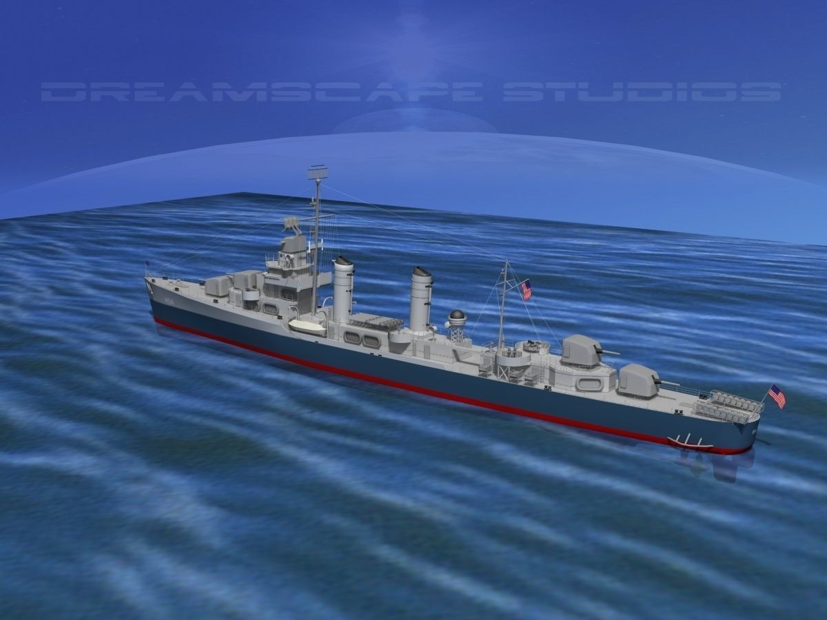 Gleaves Class Destroyer USS Doyle DD494 3D model_11