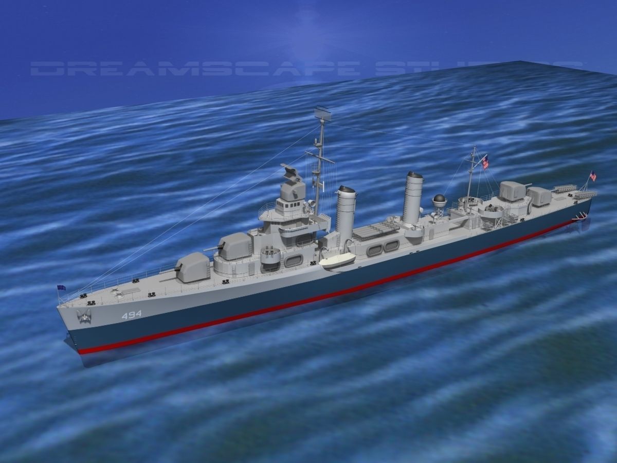 Gleaves Class Destroyer USS Doyle DD494 3D model_12