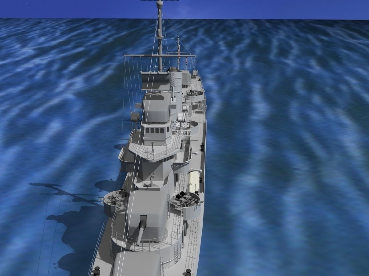 Gleaves Class Destroyer USS Doyle DD494 3D model_6