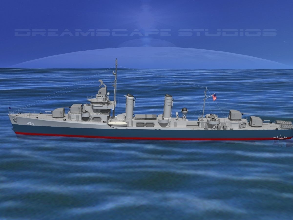 Gleaves Class Destroyer USS Doyle DD494 3D model_14