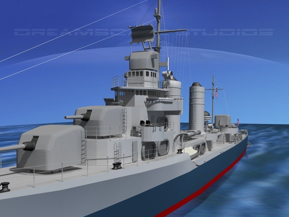 Gleaves Class Destroyer USS Doyle DD494 3D model_15