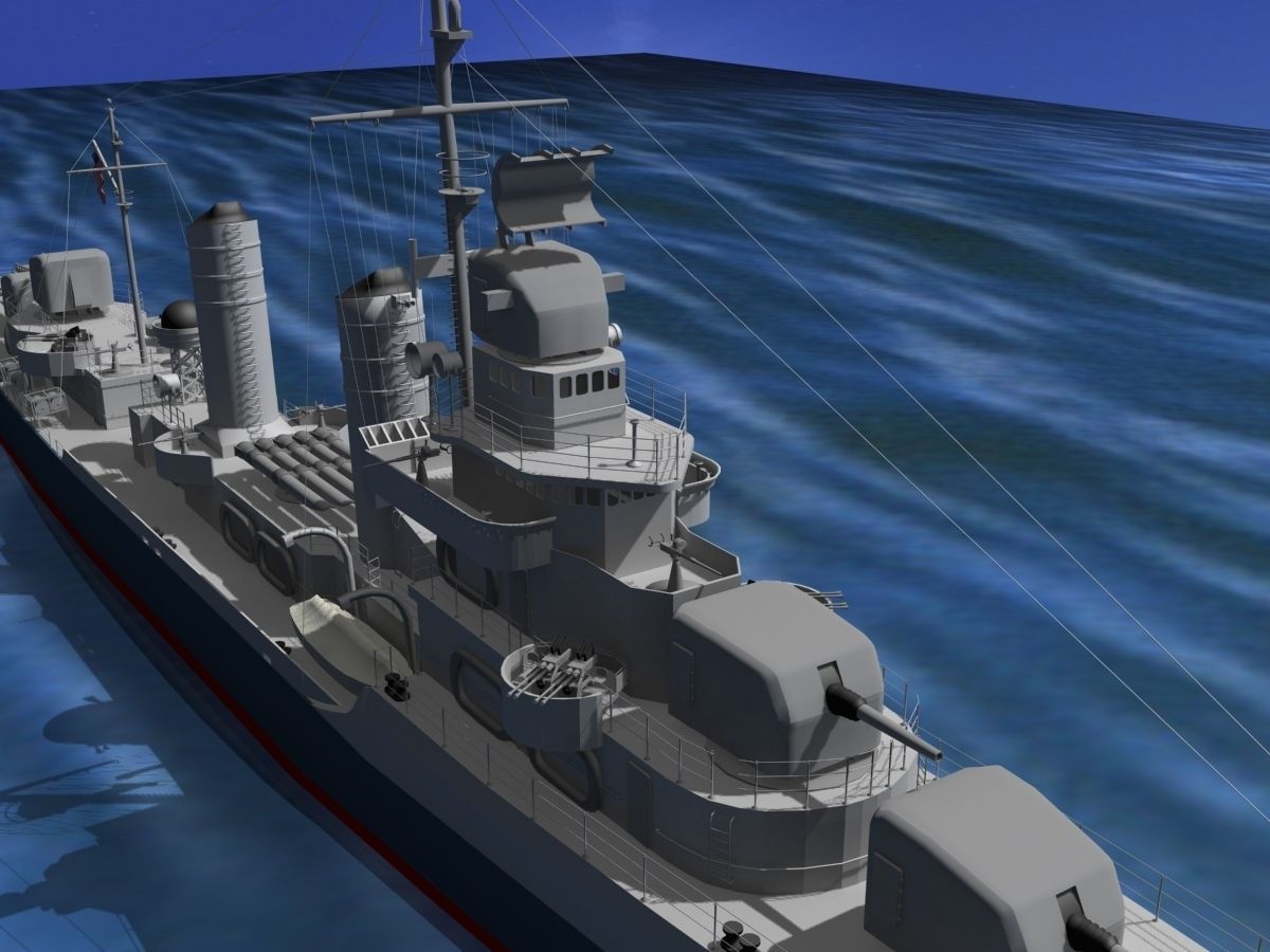 Gleaves Class Destroyer USS Doyle DD494 3D model_16