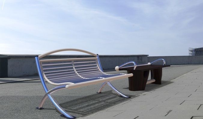 Bench x2 Low-poly 3D model