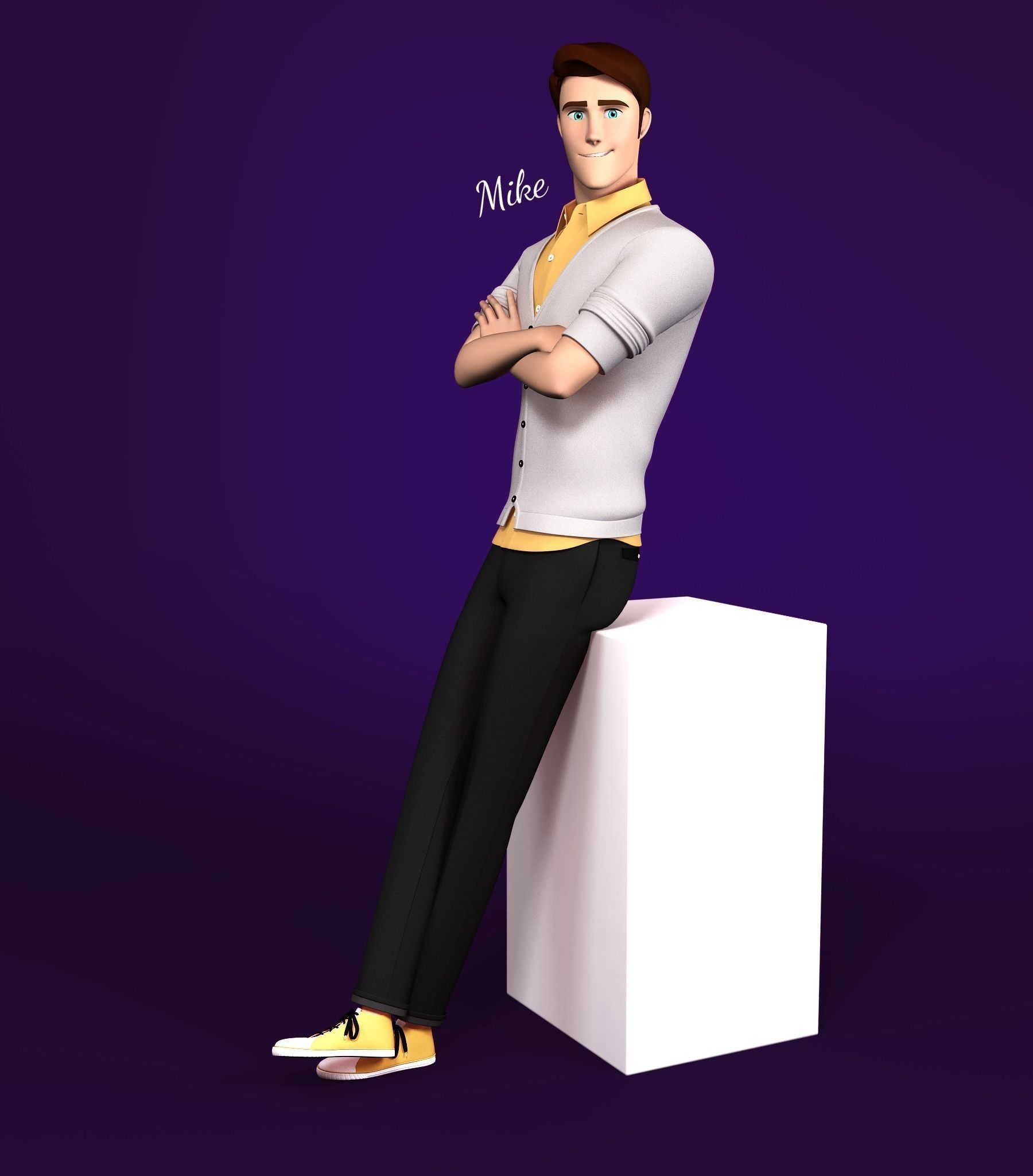 Mike cartoon Male Teen Character 3D model_1