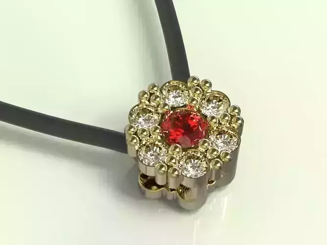 Pendant ruby and diamond 3D print model