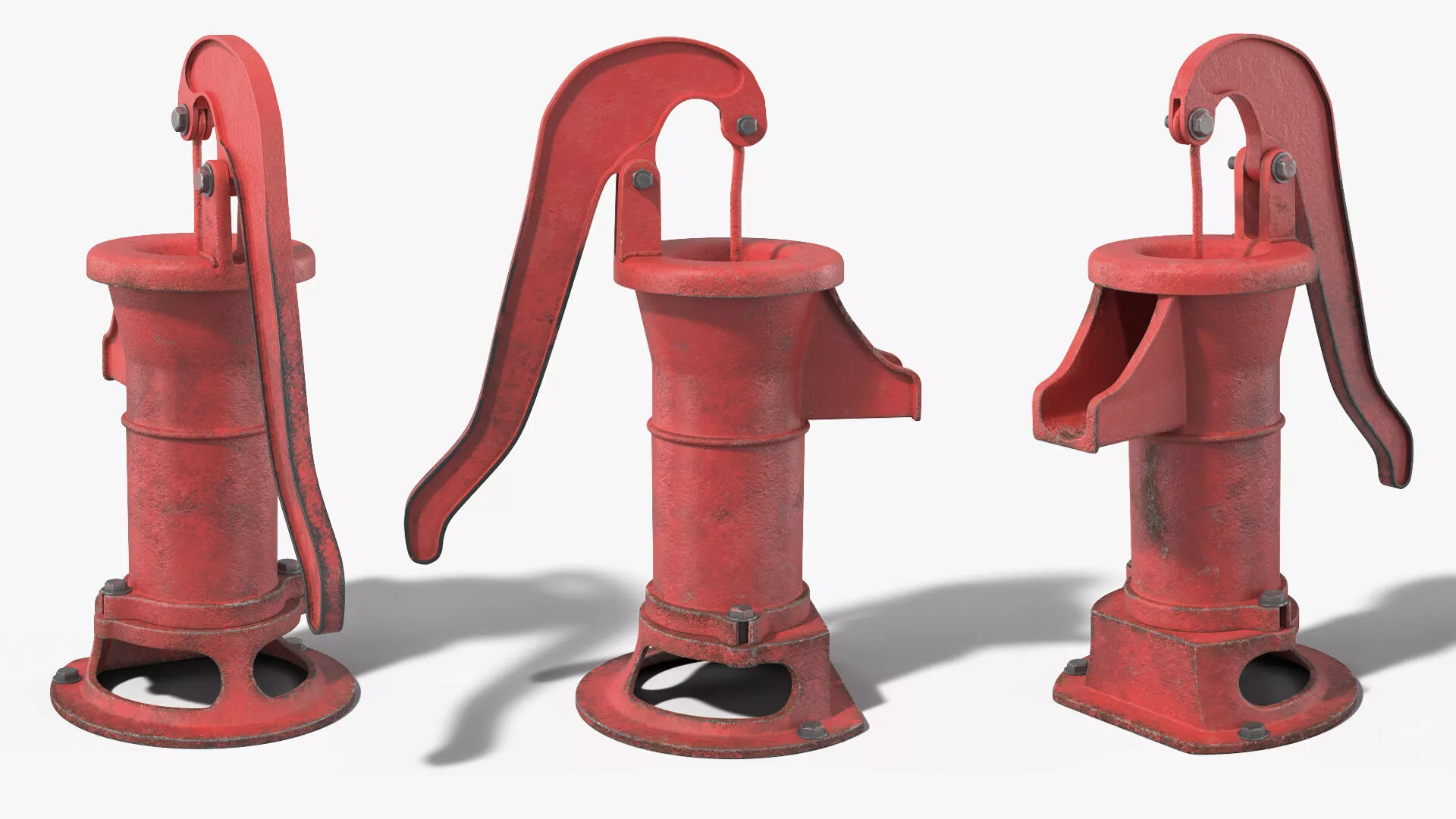 Vintage Water Hand Pump Red 3D model