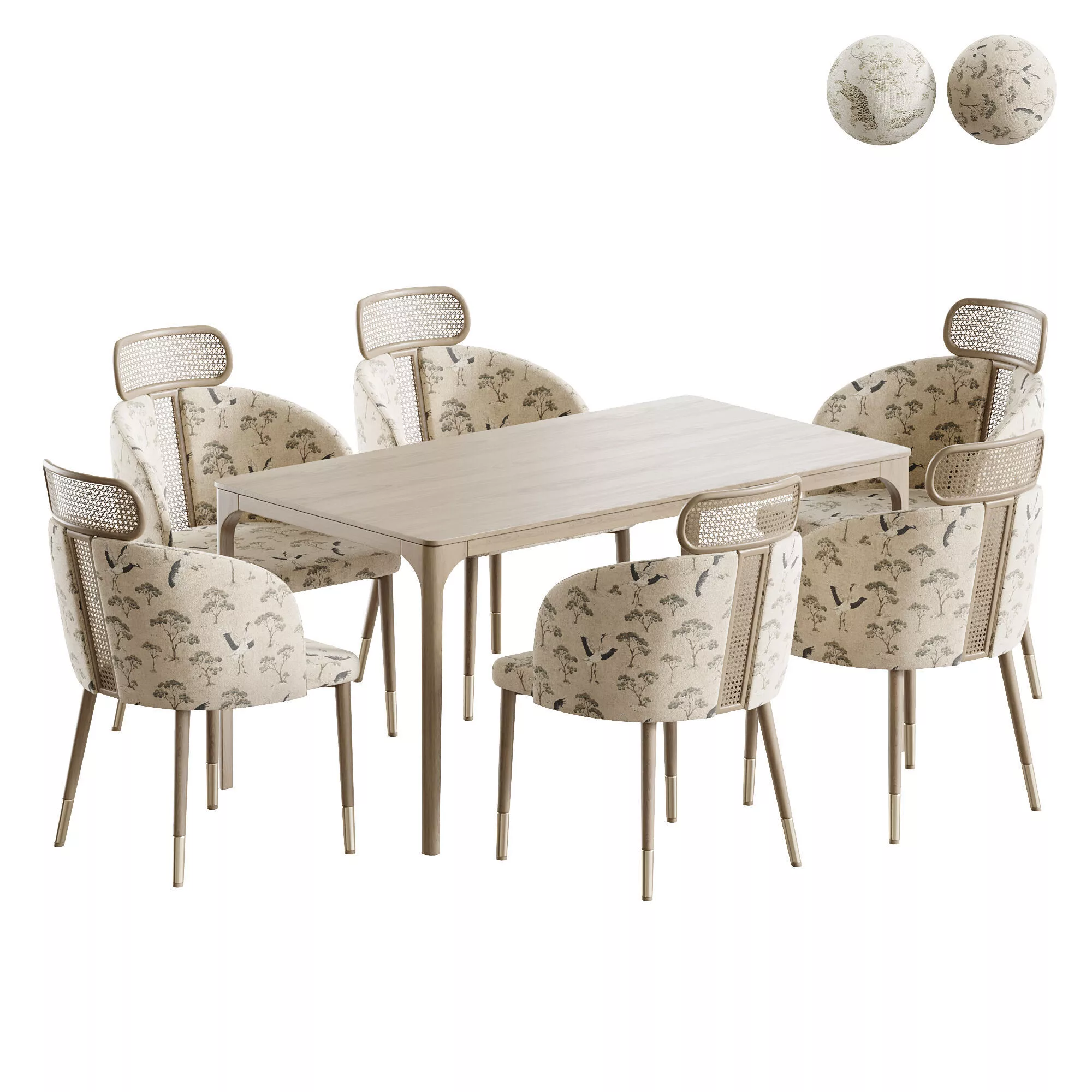 rattan chair and canto table 3D model