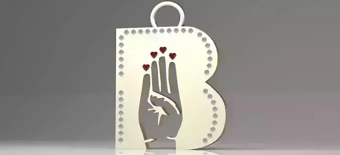 B Letter necklace Pendant For Man and Pendant for Women 3D print model
