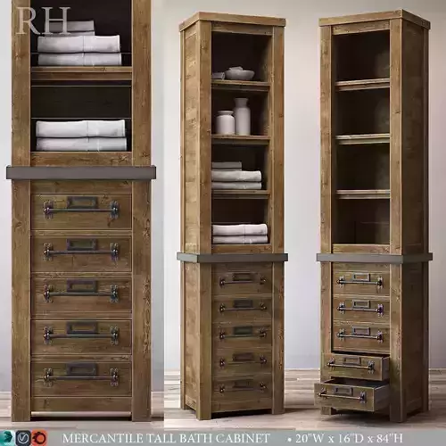 MERCANTILE TALL BATH CABINET 3D model
