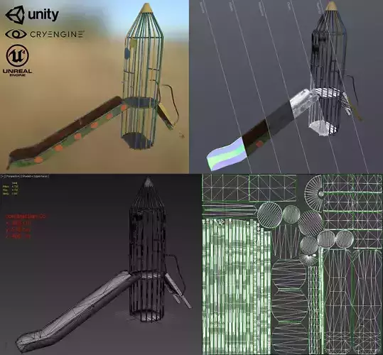 Children playground Low-poly 3D model