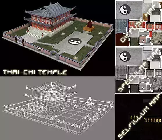 Thai Chi Asian Temple Low-poly 3D model