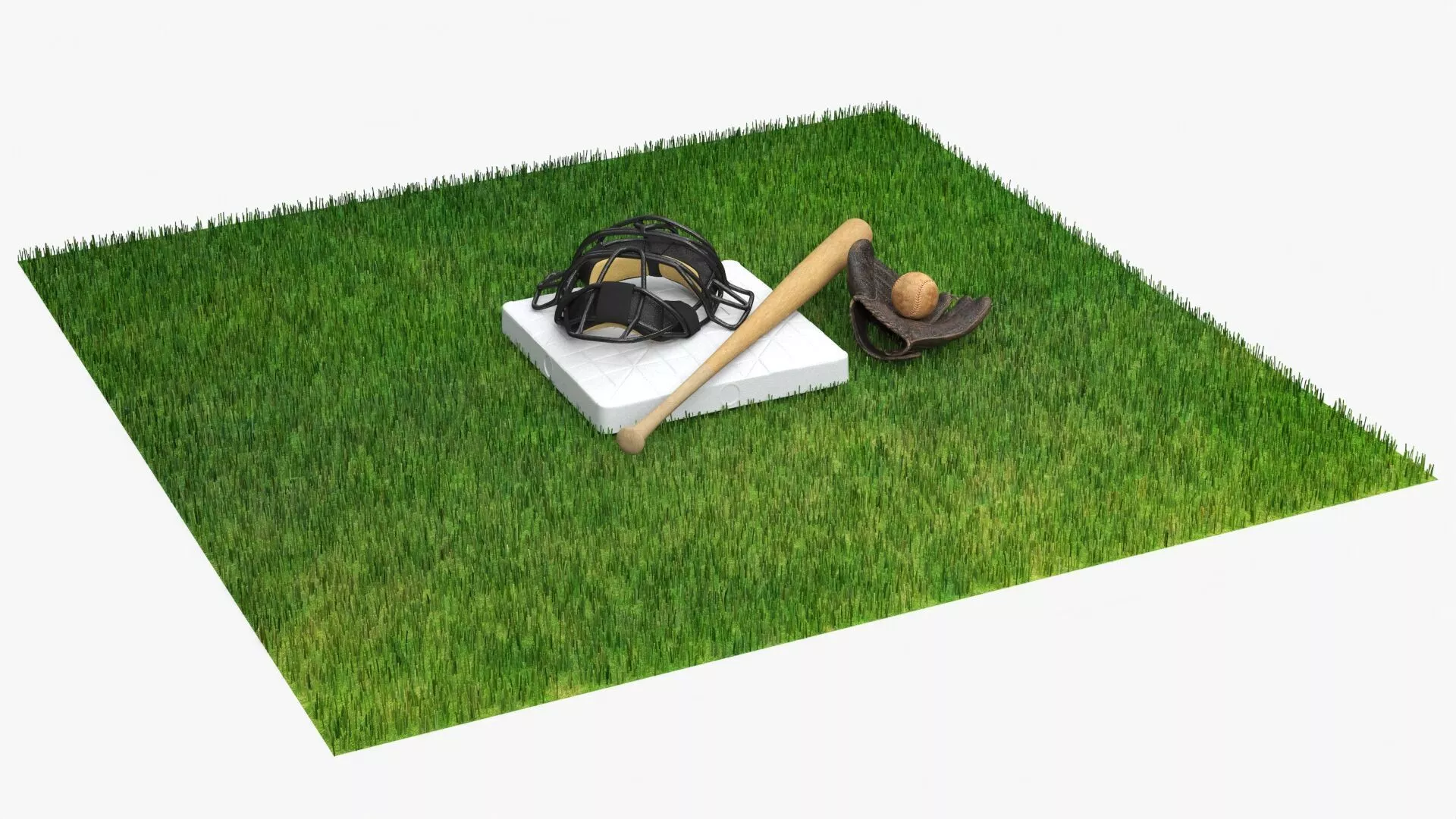 Full Catcher Equipment on Turf Fur 3D model