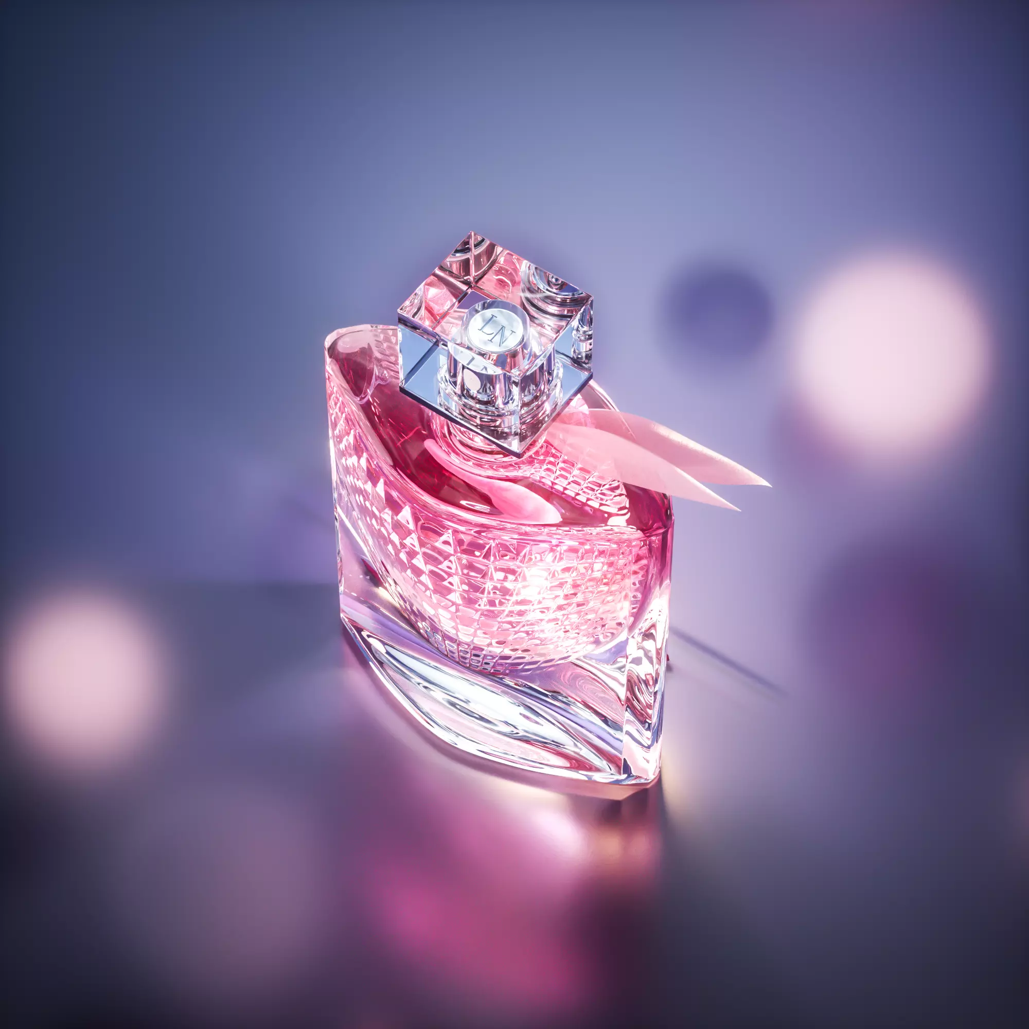 C4D OC Render Pink Rhombus Cut Glass Perfume Bottle Gradient 3D model