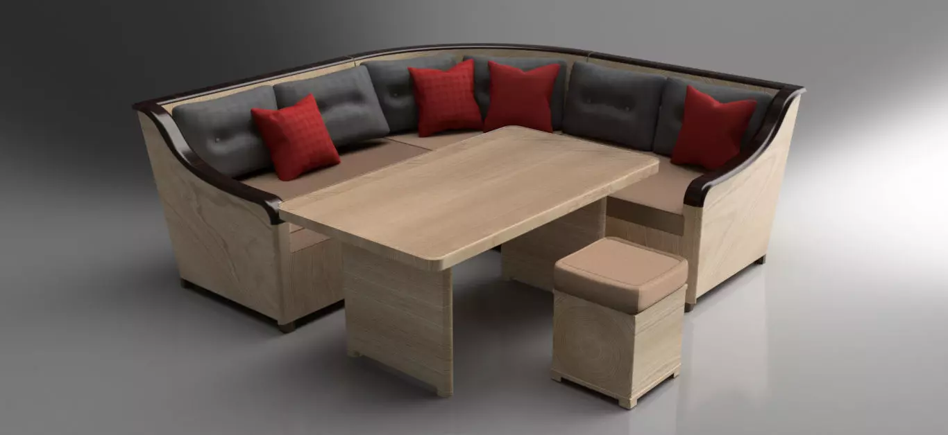 Corner Table Cushion Puff Couch Low-poly 3D model