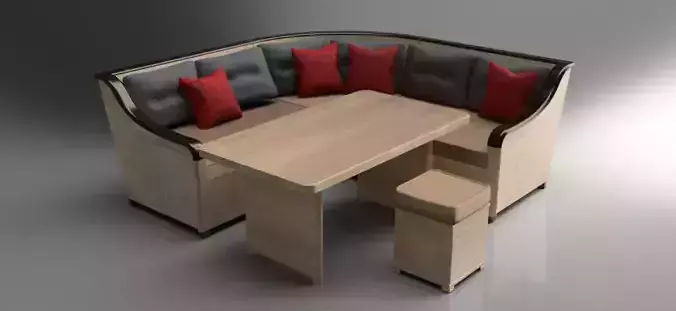 Corner Table Cushion Puff Couch Low-poly 3D model