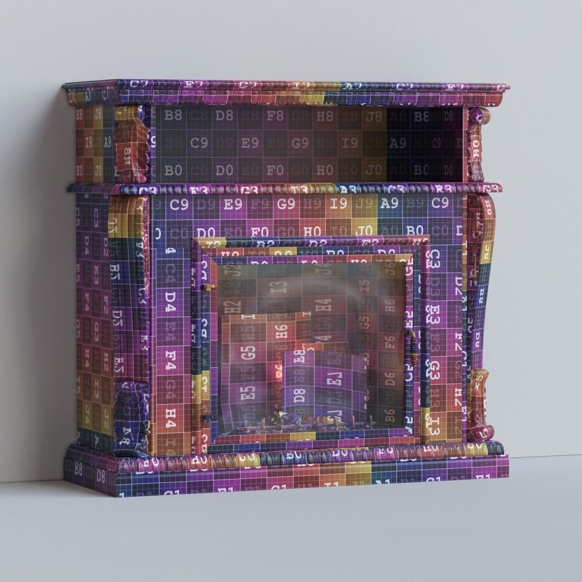 fireplace with fire in it 3D model_9