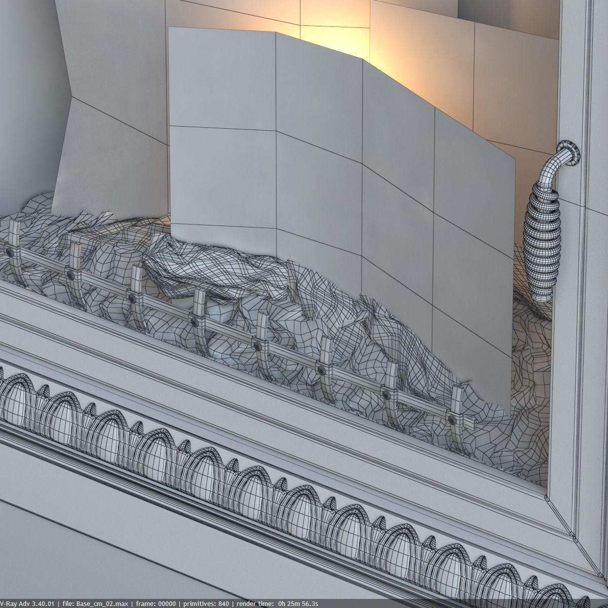 fireplace with fire in it 3D model_6